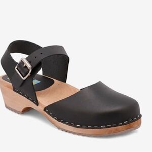 M I A Sofia Black Leather Women's Clogs